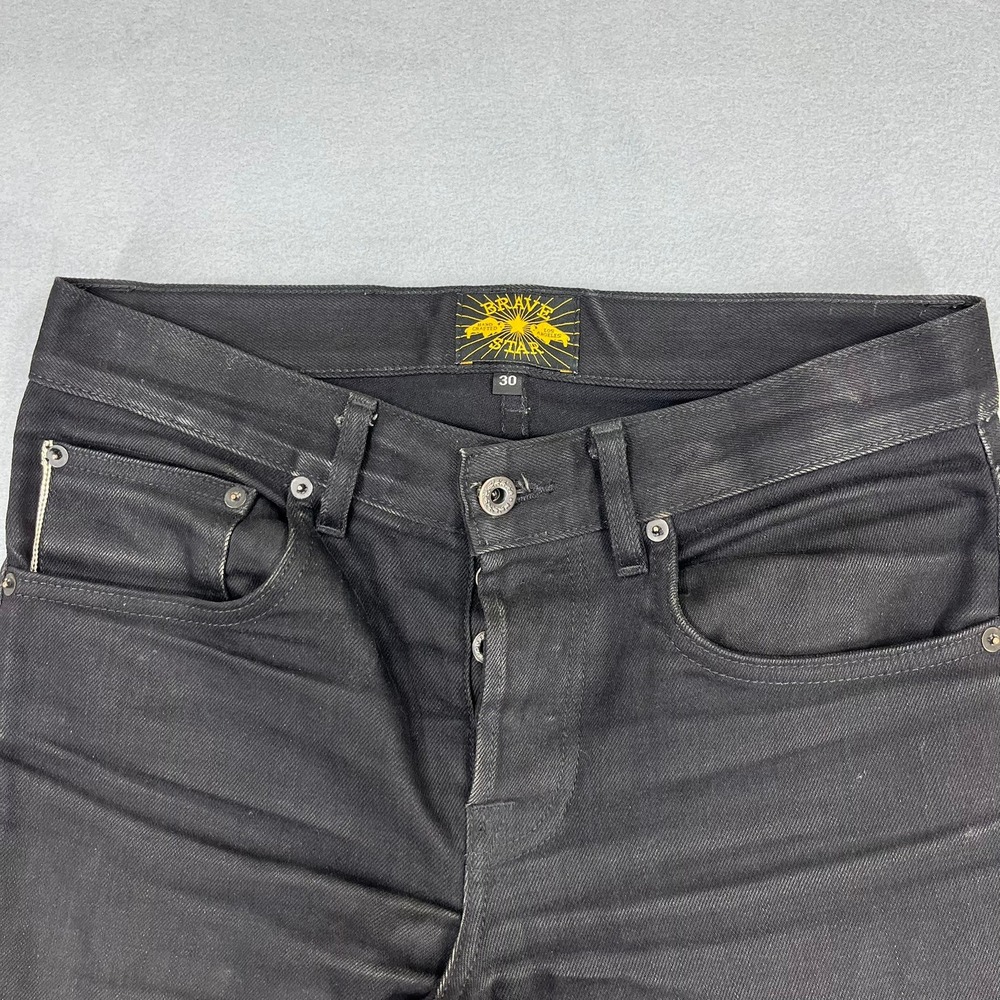 Brave Star Selvage Mens Black Raw Denim Jeans Made in USA Size 30 - Picture 4 of 16